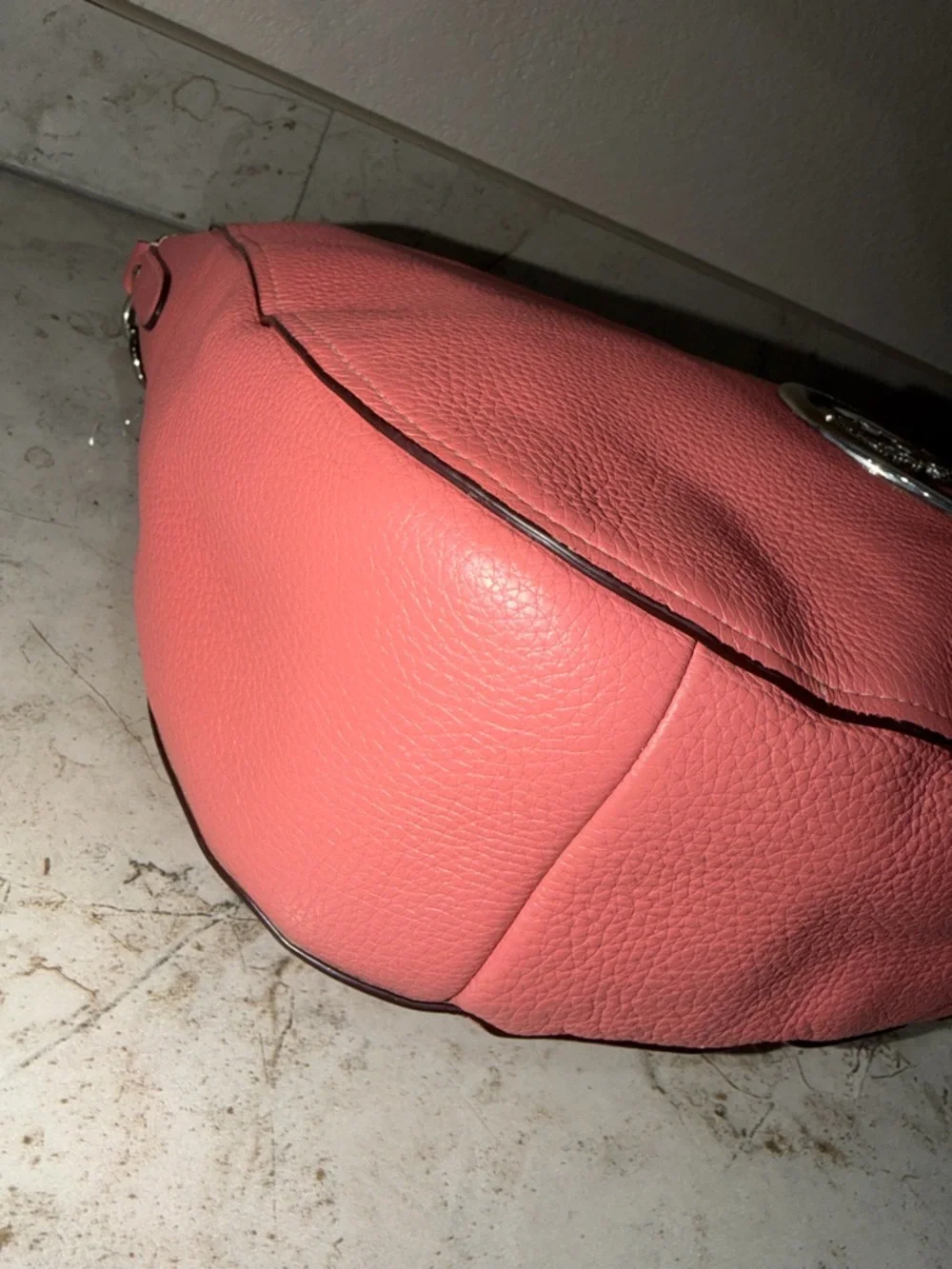 Coach Coral Pink Pebbled Leather Hobo Bag